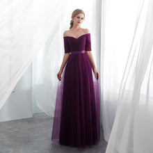 Load image into Gallery viewer, 2019 Hot Sale Purple Red Bridesmaid Dresses Satin Tulle A-Line Royal Blue Sleeveless Wedding Party Prom Girl Dresses party dress