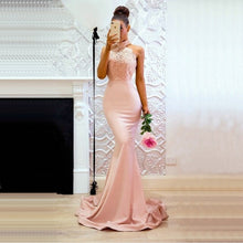 Load image into Gallery viewer, Sexy Backless evening Dresses with train mermaid lace formal party dress 2019 new year slim body party dress Vestido De Noiva